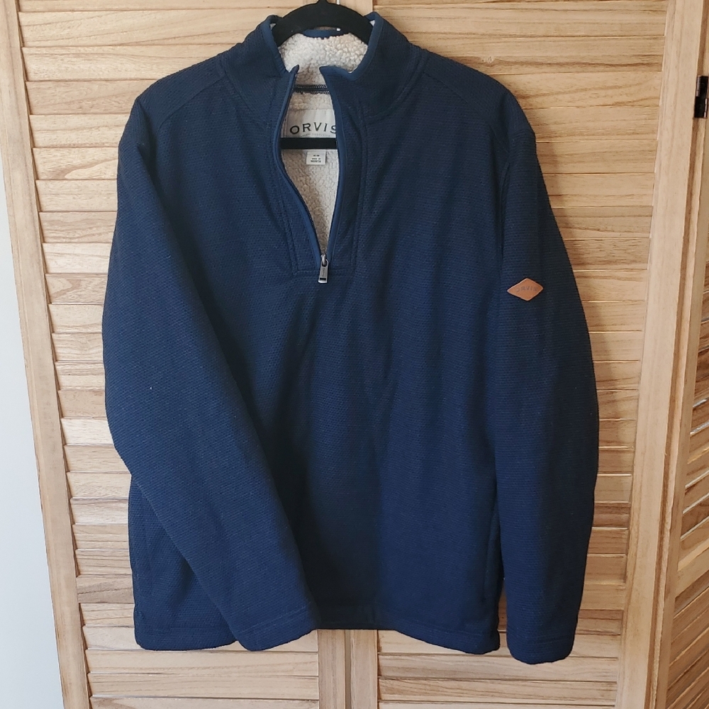 Orvis Men's Sherpa Lined1/4  Zip-Up Sweater Jacket SZ M
